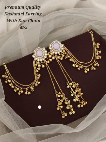 Premium quality kashmiri earring with kan chain m 5 Surat artificial jwellery market